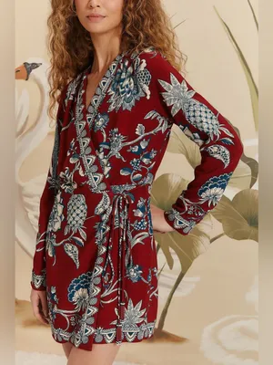 Farm Rio Red Tropical Landing Wrap Mini Dress thumbnail 4