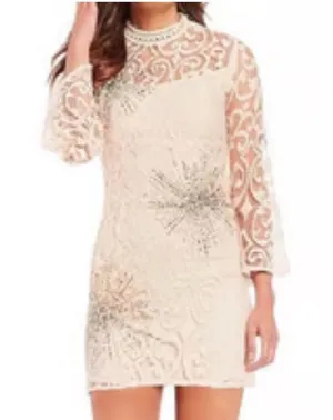 Free People Ivory Mini Lace North Star Sparkly Sequin Dress.Size M thumbnail 2