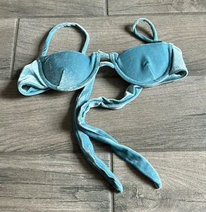 Zaful velvet blue bikini top thumbnail 1