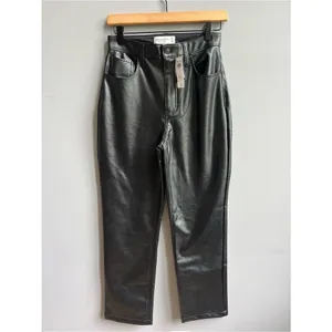 Abercrombie & Fitch NWT Vegan Leather 90s Straight Pant Ultra High Rise Black 27 thumbnail 5
