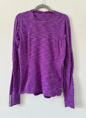 Lululemon Runderful Long Sleeve Heathered Tender Violet Warm Run Layering 10 thumbnail 1