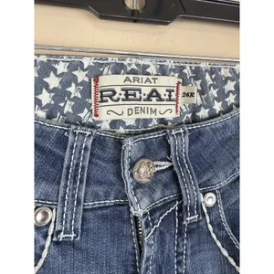 ARIAT R.E.A.L. Skinny Jeans Women’s 26R Low Rise Denim Frayed Hem Blue thumbnail 4