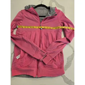 ​Ivivva Lululemon Girls 14 Reversible Full Zip Hoodie Gray Hot Pink Thumbholes thumbnail 12