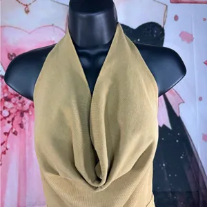 ZARA Olive Green Draped Halter Top with White Wide-Leg Pants thumbnail 8