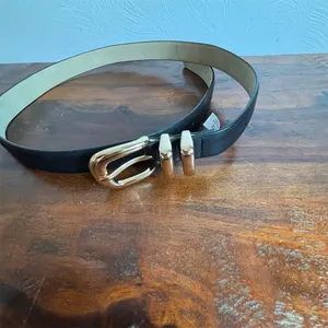 Kate Spade Nine West Belt Womens Size L Black Gold-Tone Buckle Double Keeper Loops thumbnail 2