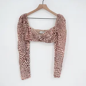 Naked Wardrobe The Statement Leopard Print Crop Top Long Sleeve Small thumbnail 2