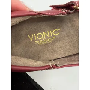 Vionic Judith Flat Mary Jane‎ Women 7 Red Burgundy Leather Orthaheel Support thumbnail 10