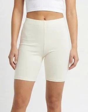 Naked Wardrobe Baby Mama Cream Ribbed Maternity Biker Shorts Large thumbnail 1