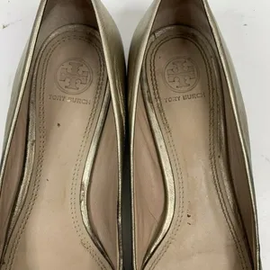 Tory Burch Size 9 Bar Logo Ballet Flat Champagne Natural Odyssey Karajah‎ Print thumbnail 9