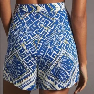 EUC Anthropologie Cory Lynn Calter Everly Blue Palm Tree Motif Size XS thumbnail 3