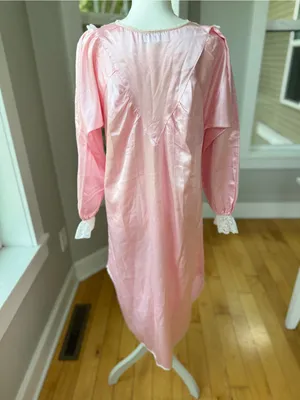 Vintage Honors Pink Lace Trim Flannel Lined Long Sleeve Nightgown Sz Small thumbnail 3