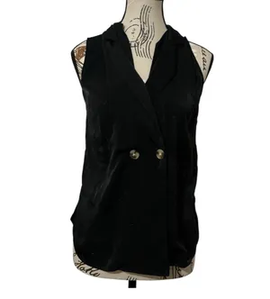 Express Black Double Breasted Vest Blazer Sleeveless Jacket Women's Size Small thumbnail 4