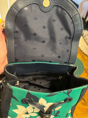 Kate Spade New York Floral Print Backpack – Navy Blue Pebble Leather – Stylish D thumbnail 11