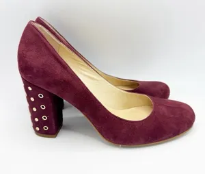 Kate Spade Burgundy Suede Grommet Heel Pump Size 7 block heels thumbnail 1