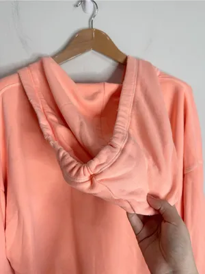 Aerie Bleached Neon Peach V-Neck Drawstring Hoodie Sweatshirt Kangaroo pocket S thumbnail 4