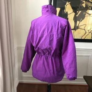 Vintage Columbia Bright Purple Nylon Fleece Coat M thumbnail 6