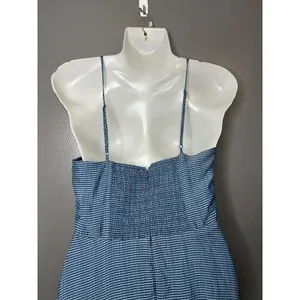 Wayf Dress Womens Medium Blue Striped Sweetheart Smocked Maxi Sundress Boho thumbnail 7