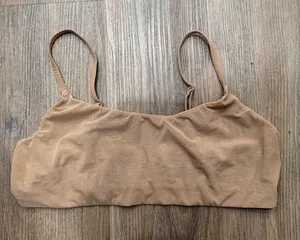Skims Summer Mesh Bralette Tan Nude Sheer Scoop Neck Adjustable Straps XL thumbnail 1