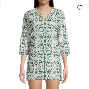 Roller Rabbit Appricus Kurta top or mini dress. Green with white appliqué. Med thumbnail 2