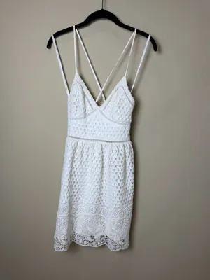 Abercrombie & Fitch Eyelet Lace White Sundress Dress Size XS thumbnail 3