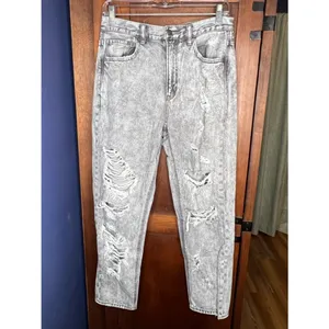 American Eagle Mom Jeans High Rise Distressed Gray Acid Wash Alternative Y2K 8 thumbnail 2