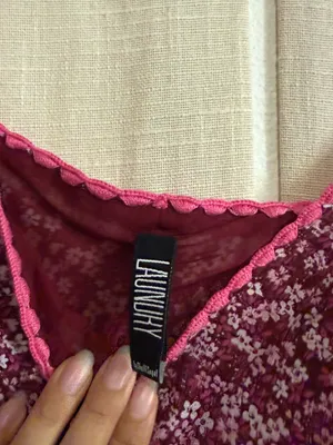 Laundry By Shelli Segal Y2K Burgundy and Pink Floral Asymmetrical Slip Dress thumbnail 3