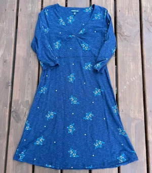 Toad & Co Dress‎ Blue Floral Polka Dot V-Neck Empire Waist 3/4 Sleeve Small thumbnail 1
