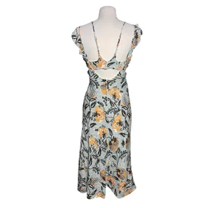 ANTHROPOLOGIE Women’s Boho Linen Blend Printed Halter Slim Midi Dress thumbnail 8