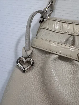 Brighton White Leather Y2K Shoulder Bag Handbag Purse Vintage thumbnail 12