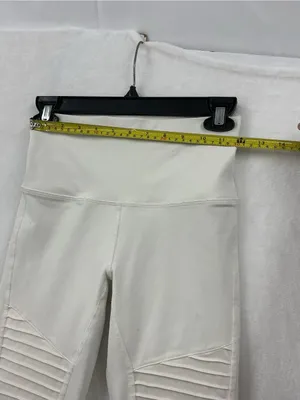 ALO Yoga White Ribbed Moto Leggings 1056 thumbnail 3