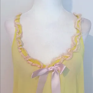 Victoria's Secret Yellow & pink Sheer Chemise & panty thumbnail 6