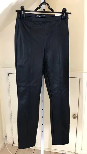 Zara NWT Women's Hi Rise Faux Leather Legging Size S thumbnail 1
