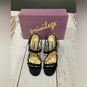 VINTAGE PRIVILEGE BLACK STRAPPY‎ SANDALS Size 6.5 thumbnail 2