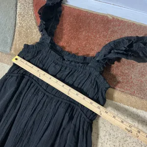 Just Found Smocked Ruffle Midi Dress Womens Large Black Tiered Textured JDW2567 thumbnail 2