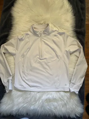 Apana Women’s Athletic Jacket Thumbhole Long Sleeve 1/4 Zip White thumbnail 4