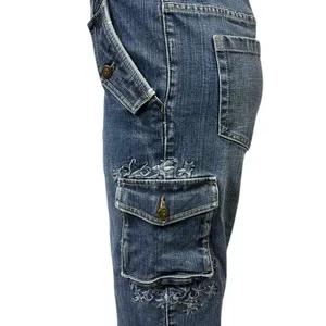 Bob Timberlake Denim Embroidered Wide Leg Cargo Denim Capri Blue Jeans Womens 10 thumbnail 6