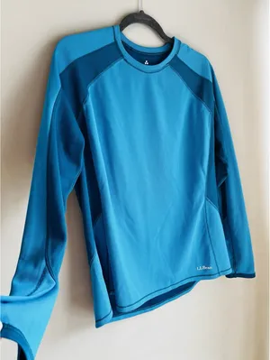 LL Bean Mid Weight Pullover Long Sleeve Crewneck Top XL Blue Base Layer thumbnail 3