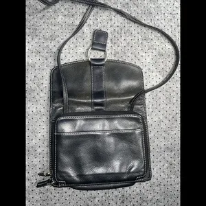 FOSSIL Crossbody Bag Purse Black Leather‎ Organizer thumbnail 2
