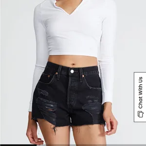 LEVI’S 501 Black Distressed Rip Raw Hem Denim Shorts Size 25 thumbnail 2