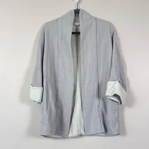 Aritzia Wilfred Lenglen Open Front Textured Jacket Blazer Kimono in Gray XS thumbnail 3