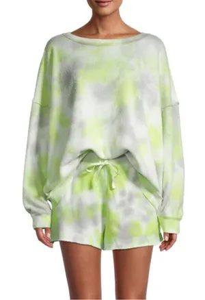 Free People Kelly Washed Citron Green Tie Dye Pullover thumbnail 1