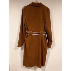 Vintage Amanda Smith Faux Suede Shirt Dress With Boho Braided Belt Tan Size 10 thumbnail 6