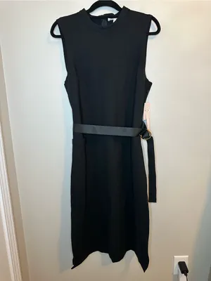 Avec Les Filles Black Belted Midi Dress Size 14 NWT $138 1N04K21 thumbnail 13