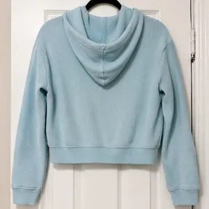 Auden Blue Waffle Knit 2 Piece Hoodie Jogger Lounge Set XS Cotton Blend thumbnail 3