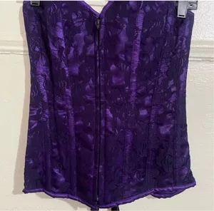 Daisy Purple and Black Lace Front Zipper corsets thumbnail 1