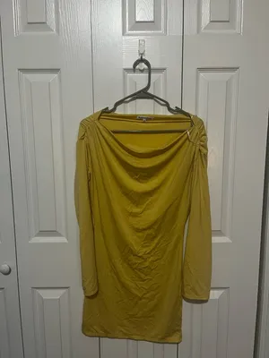 Reformation Eveline Off the Shoulder Dress Yellow Extra Small thumbnail 3
