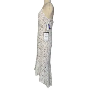 NIGHTWAY Mermaid High-Low Flounce Hem Lace Wedding Dress Ivory Sequin Sz 10 NWT thumbnail 12