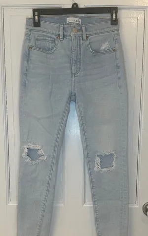 LOFT Light‎ Blue Ripped High Waist Skinny Ankle Jeans size 25 EUC thumbnail 1