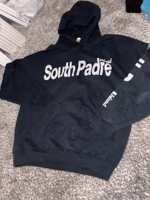 Gildan Black Women's South Padre Pullover Hoodie with White Logo thumbnail 2