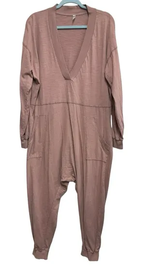 Free People‎ Just Because Onesie Pink Harem Jumpsuit Medium thumbnail 1